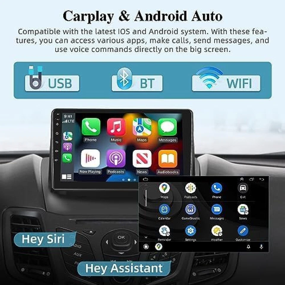 Radio estéreo para auto Apple Carplay para Ford Fiesta 2009-2014 Android 13 GPS navegación Foto 3 de 4