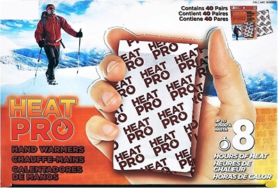 Heat Pro Hand Warmers Air Activated 8 Hours Heat 40Pk Air Activate Exp: 03/01/29