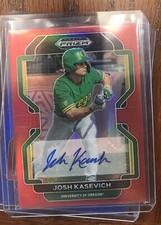 2022 Prizm Draft Picks Baseball Base Auto Red #PDP60 Josh Kasevich /50