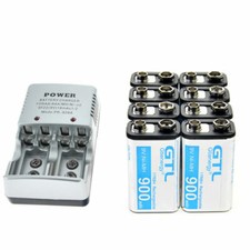 Lot GTL 900mAh 9V 17R8H NiMH Rechargeable Batteries  9-Volt Battery Charger US