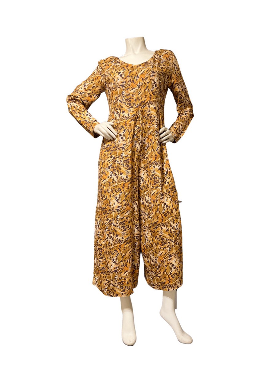 Vintage 80s Leopard Print Lounge Wear Romper Palazzo Pant Jumpsuit Y2K CATS  M