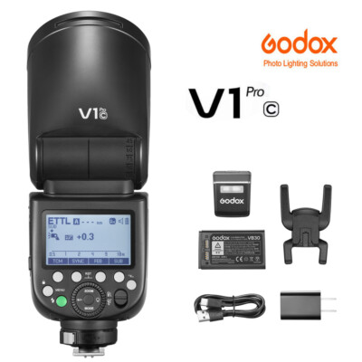 Godox V1PRO-C 76Ws Runder Kopf Kamera Blitz Flash Kamerablitz für Canon-Kameras