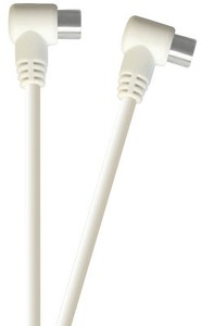 AERIAL LEAD 4m COAX RF FLY CABLE MALE TO MALE TV RIGHT ANGLE BENT HOOKED 15 WHT - image 2
