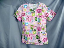 Women's Large Work of Heart Ethnic Scrub Top with Tie by Barco