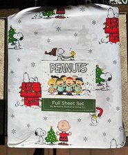 NEW Peanuts Snoopy CHRISTMAS TREE SLEIGH SNOWFLAKE Sheet Set 4-pc FULL SIZE