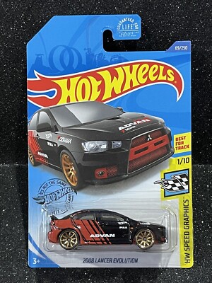 Hot Wheels 2017~Speed Graphics~2008 Lancer Evolution~ADVAN Tires~Yokohama~NOS