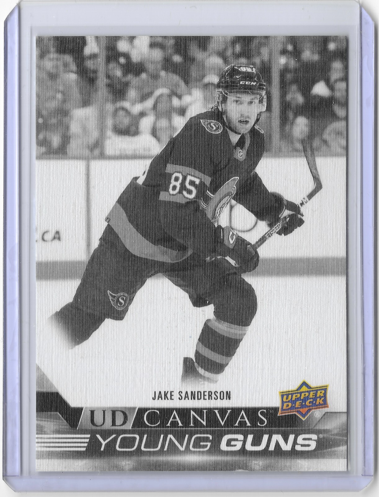 2022-23 UD Series 2 Canvas Black & White Young Guns #C223 Jake Sanderson (RC)