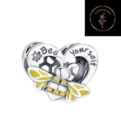   Biene selbst Herz Biene Bead Charm S925 echt Sterling Silber  