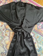 ASOS DESIGN Black Wrap Tie Long Sleeve Dress Round Neck Long US 4