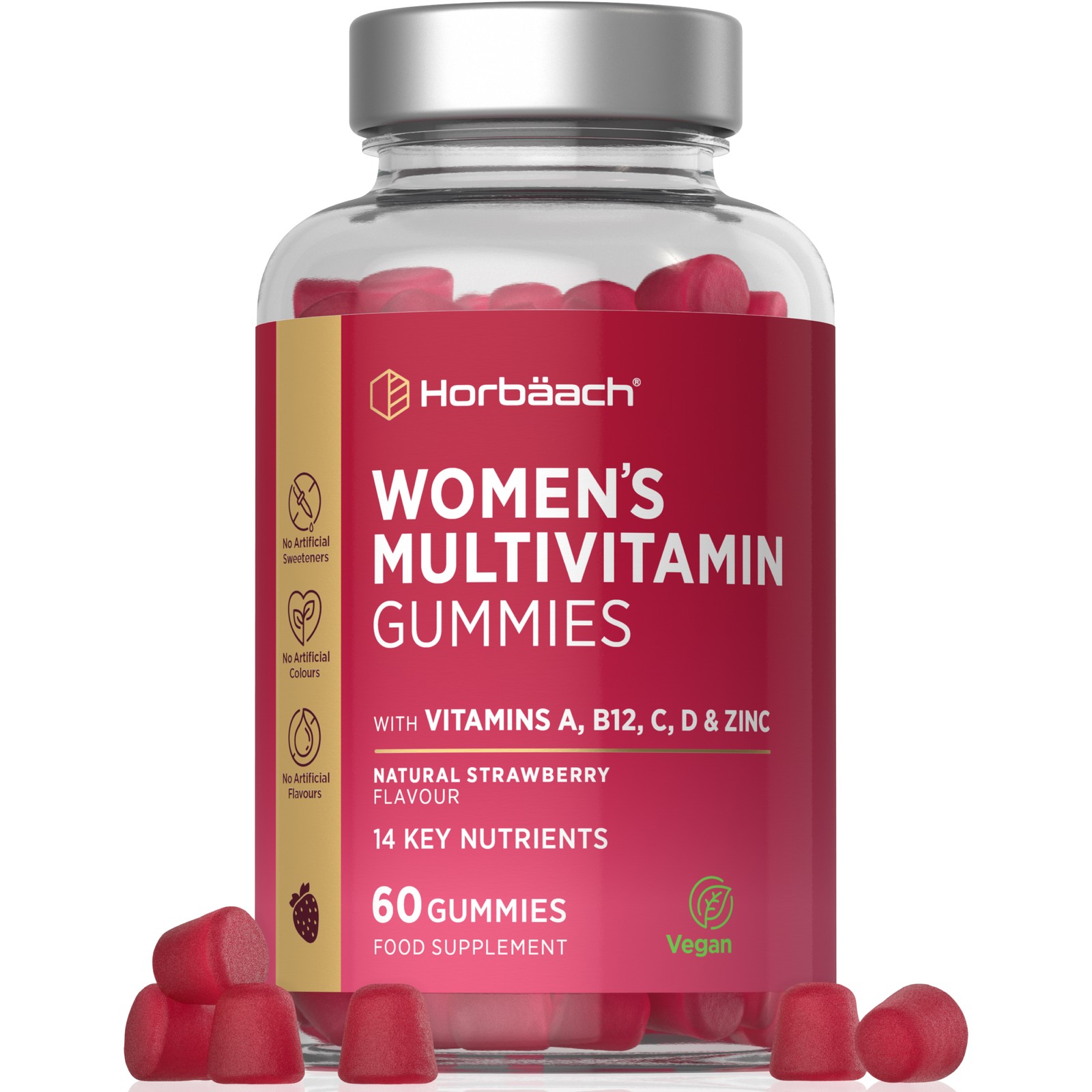 Womens Multivitamin | 60 Gummies | Strawberry Flavour | by Horbaach