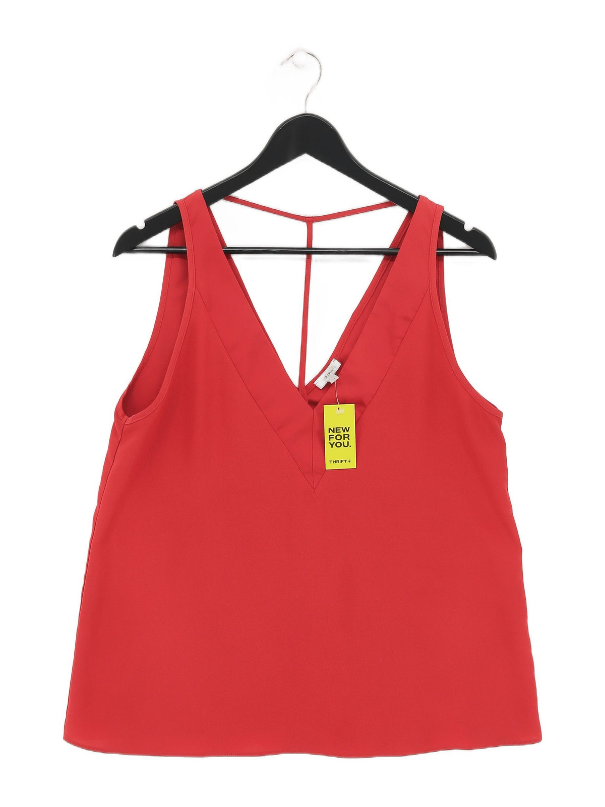 River Island Women's T-Shirt UK 12 Red 100% Polyester Sleeveless V