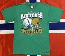 VTG Air Force Falcons vs Notre Dame Fighting Irish Green XL Football T-Shirt Y2K