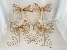 Set of 12 Gold Glitter Bow Ornaments for Christmas Tree Hanging Decorations