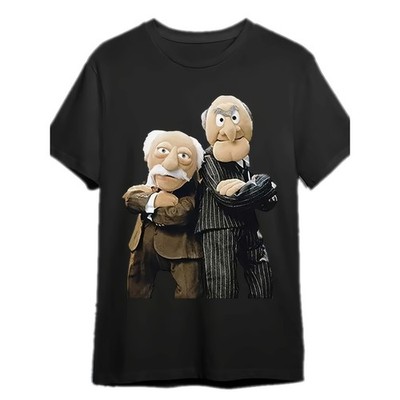 Men's Statler and Waldorf Black T-Shirt from ''The Muppet Show'' Fun Short-Sleeve