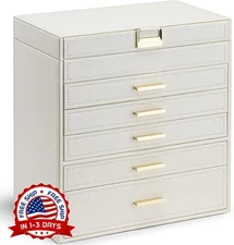Joyero grande de 6 capas: organizador para guardar joyas, collares y anillos NEW