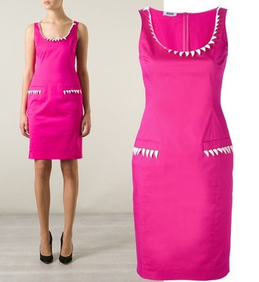 MOSCHINO CHEAP AND CHIC DRESS FUCHSIA PINK COTTON TOOTH DETAIL sz IT 42 US 8