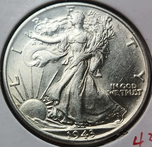 1943 P Walking Liberty Half Dollar AU Condition, 90% Silver Nice Coin! WL-4332p