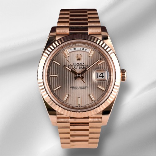 Rolex 40mm President Day-Date 18K Rose Gold Rose Everose Dial Watch 228235
