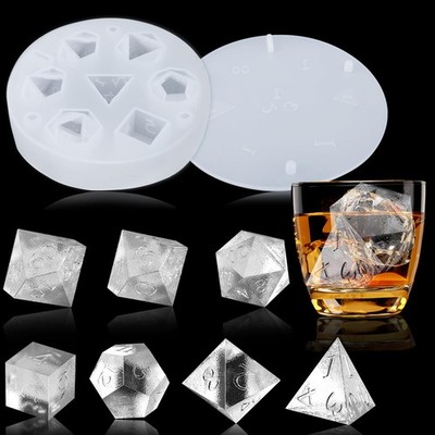 DND Dice Shaped Ice Cube Mold for Whisky, DND Dice Silicone Ice Cube Tray Mol...