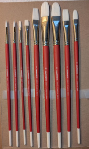 9- Pro-white Creative Mark Paint Brushes - **NEW**- Variety of Size & Shapes