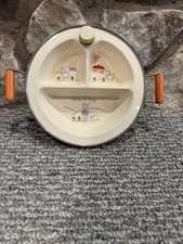 Vintage Little Bo Peep Fairytale Sectioned Baby Plate Silver Handles
