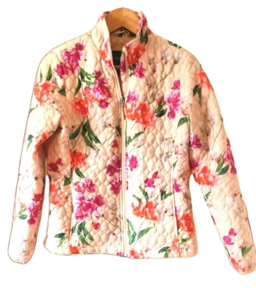 Lands End stunning quilted multicoloured floral jacket size XS - Image 2 of 4