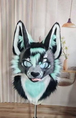 Fursuit Long haired Dog Fox Mascot Party Halloween Fur Cosplay(head+claws)