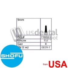 SHOFU FG Robot 0839-1 Taper Cylinder Round End Gri R Length 9.0-1pk #0839 111818