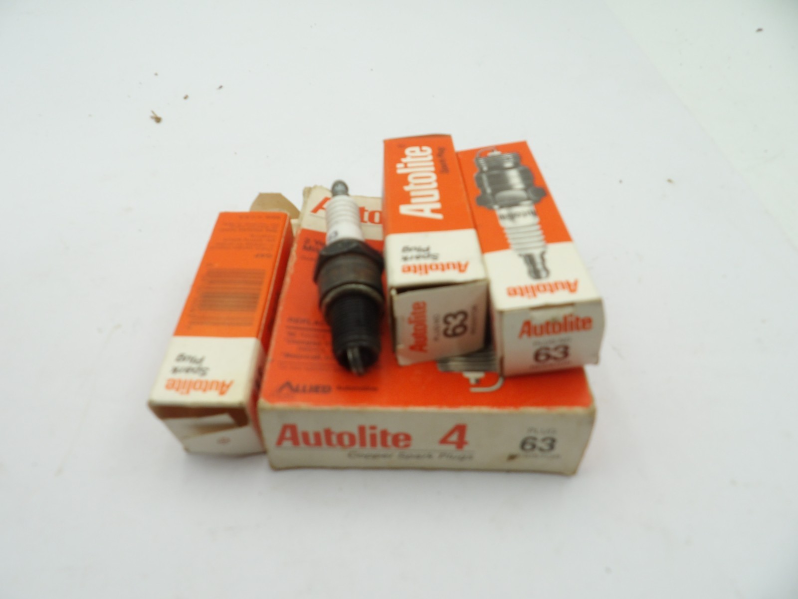 Three #63 Autolite Spark Plugs in Box