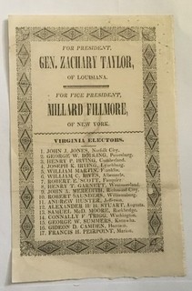 Signed Virginia Ballot for the Eection Of Zachary Taylor and Millard Fillmore