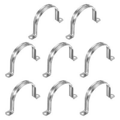 8Pcs 3-1/7'' (80mm) Rigid Pipe Strap 2 Hole U Bracket Conduit Tube Clamp