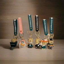 Starbucks Bear Keychain Set Multicolor Coffee Tea Theme Collectible set of 6