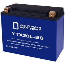 Mighty Max YTX20L-BS Lithium Replaces Yamaha XV1700A Road Star, Silverado 04-09