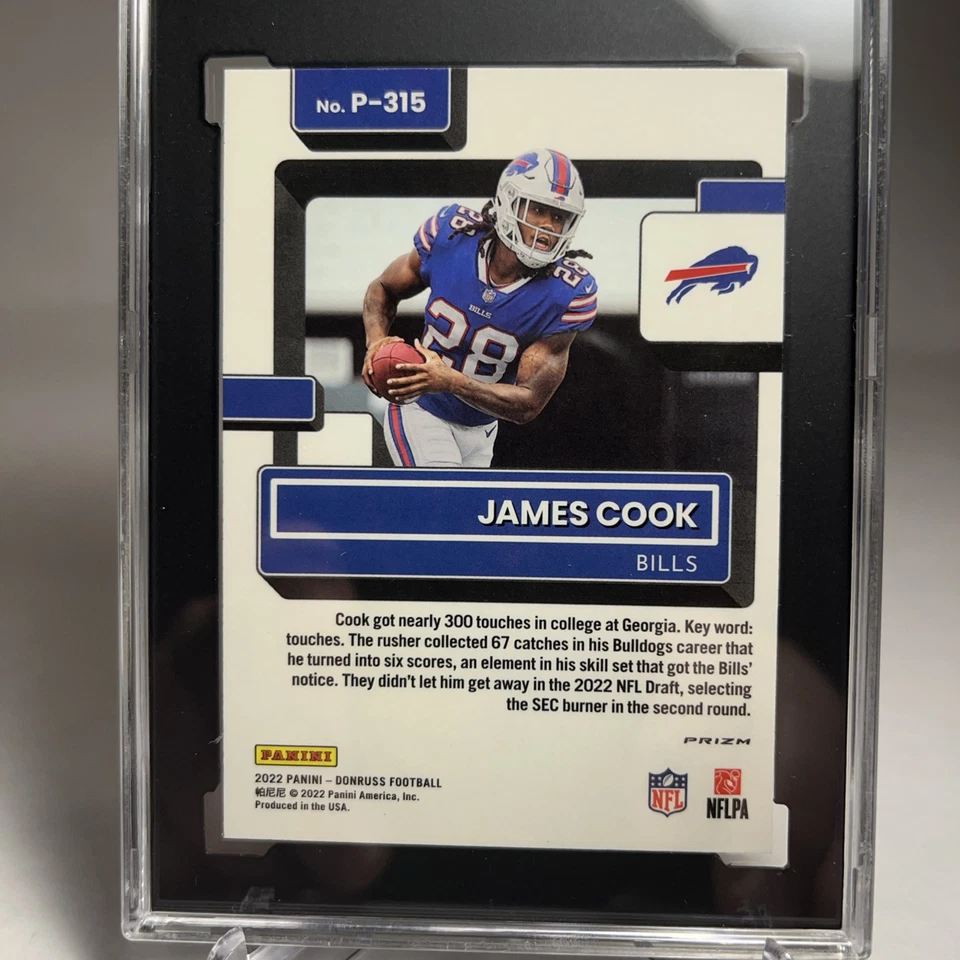 2022 Donruss OPTIC PREVIEW James Cook RATED ROOKIE GREEN MOJO PRIZM RC P-315 - Image 4 of 4