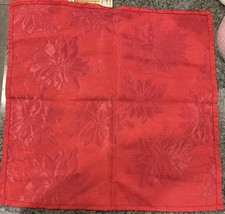 Set of 6 Bardwil Linens Christmas Poinsettia Winter Joy Napkins NWT  c. 18x18”
