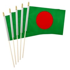 5 Pack Bangladesh Small Mini Wood Hand Held Stick Flag,Suitable For Various