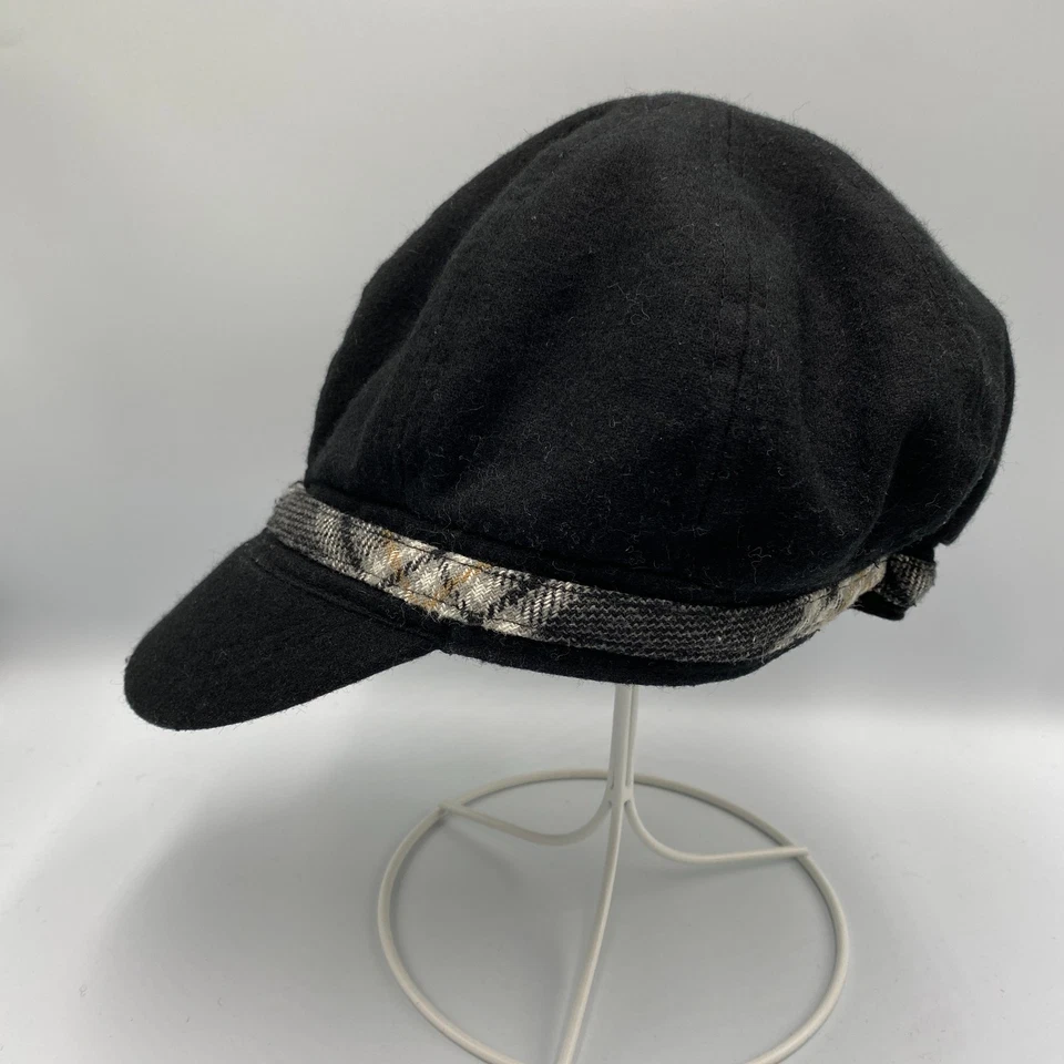 Gorra de mujer Cabbie Newsboy con flor negra Foto 2 de 4