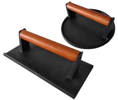 Firsgrill Burger Press 7.08'' Round & 8.3 X4.3 Rectangle HeavyDuty Cast Iron S...