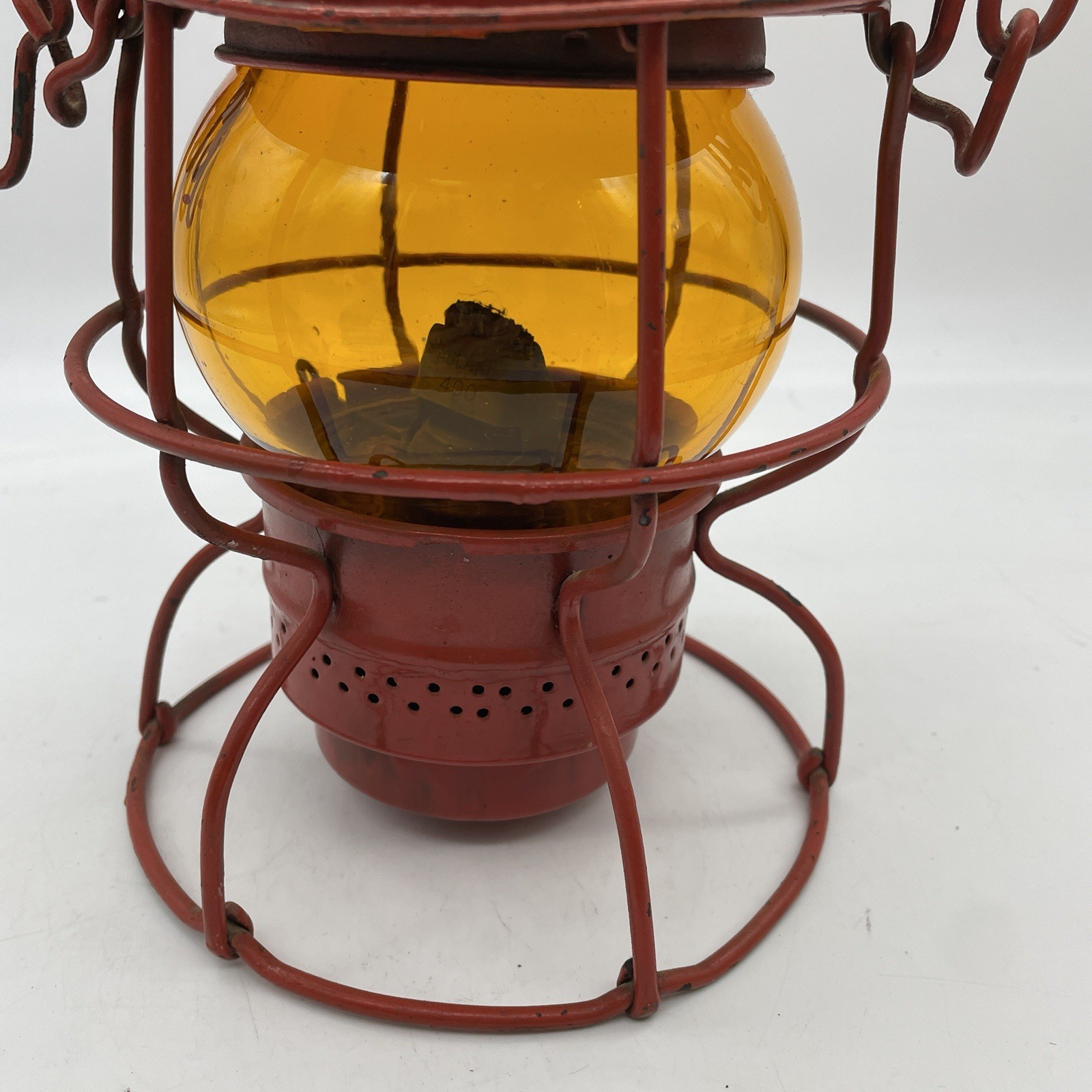 Antique Adlake-Kero CPR Railroad Red Lantern 1923 Amber Globe USA-Canada 2-44