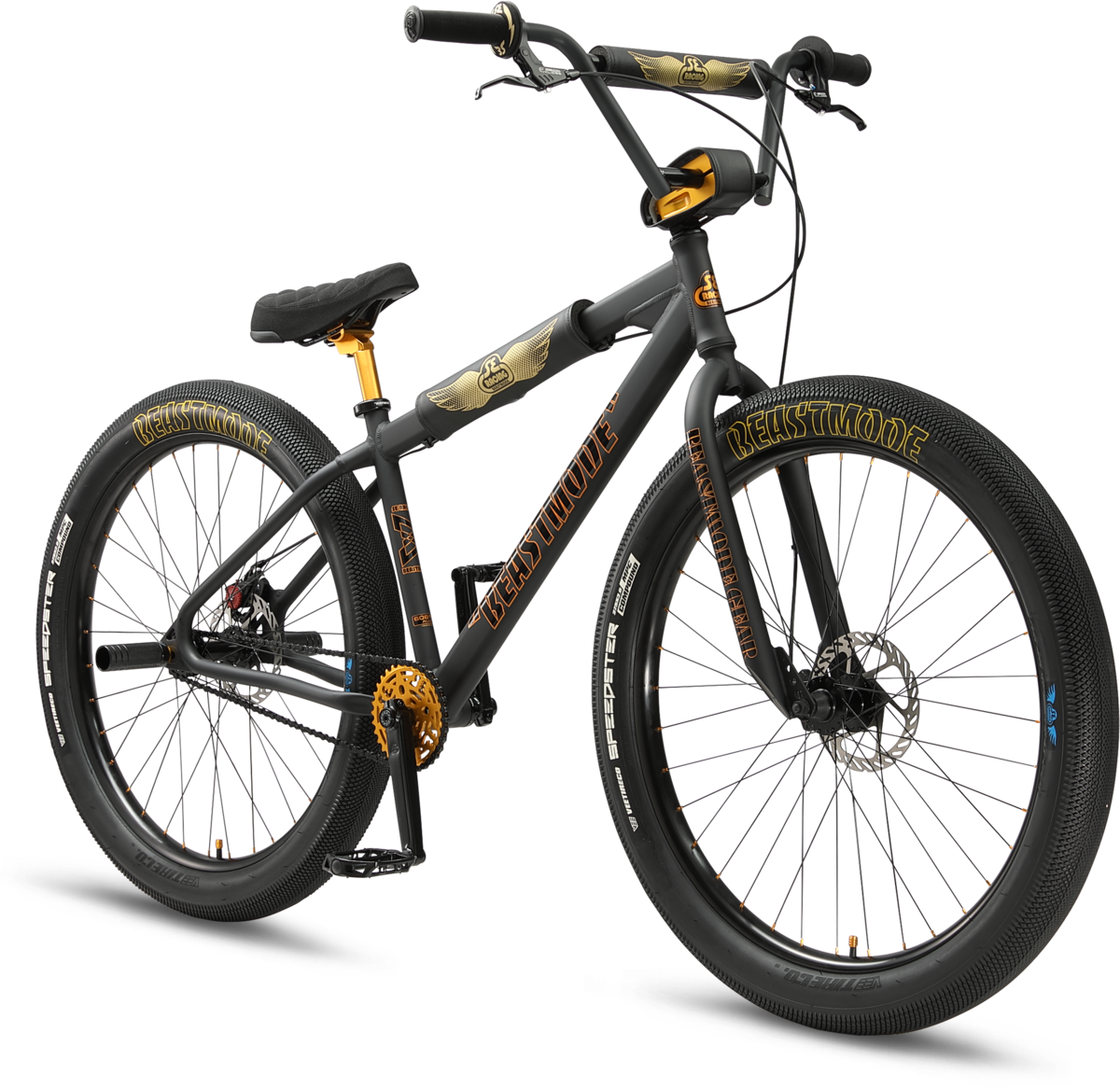 SE Bikes Beast Mode Ripper Bike Matte Black and Gold BMX Cruiser  Wheelie