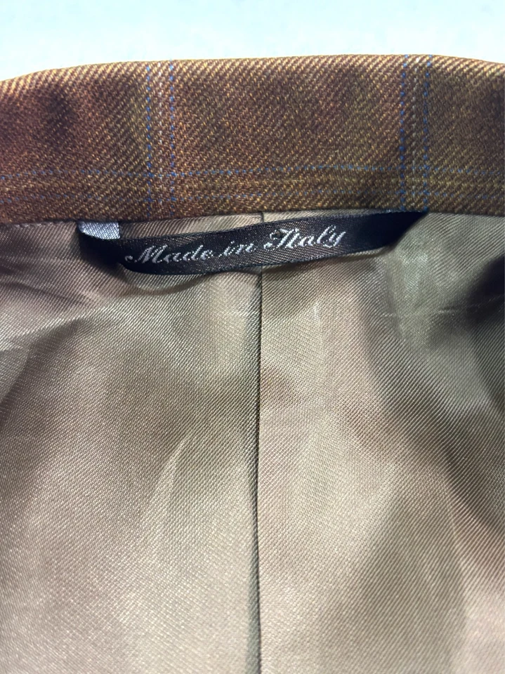 Vtg Y2K Canali 56L 46L Brown Windowpane Blazer Jacket Sport Suit Coat Italy - Image 3 of 4