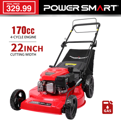 #ad PowerSmart 22quot; Walk Behind Gas Lawn Mower 170cc Large Rear Wheels Grass Bag $315.99