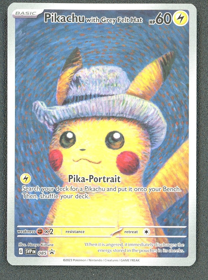 2023 Pokemon Van Gogh Museum Pikachu with Grey Felt Hat 085 SVP Black Star Promo