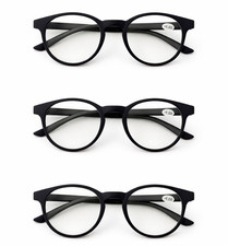 Reading Glasses Round Blue Light Blocking 3 Piece Set Strenght 3.00