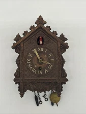 LUX Waterbury Vintage Mini Cuckoo Clock Red/White Bobbing Bird