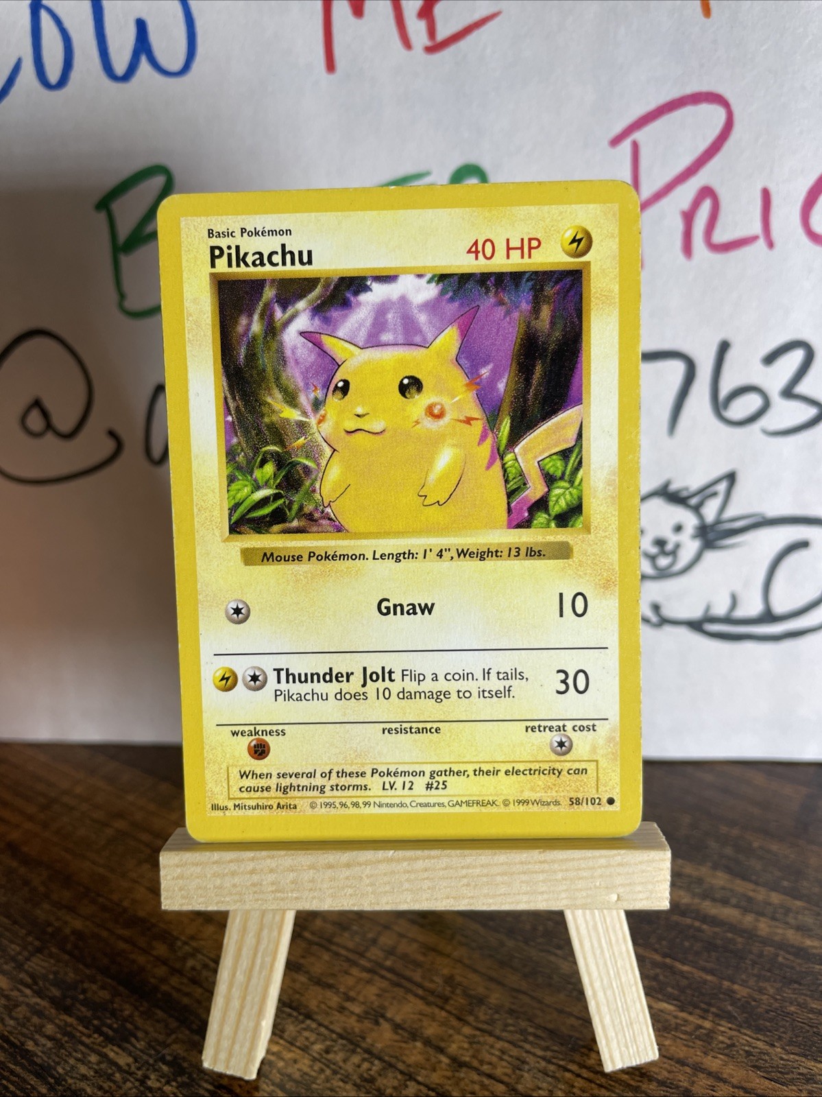 Pikachu (Red Cheeks) Shadowless Base Set 58/102 Pokemon Card