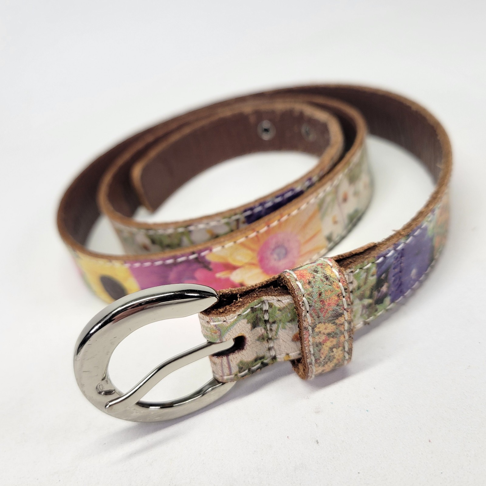 Rolfs Leather Belt 34 Large Patchwork Flower Flor… - image 4