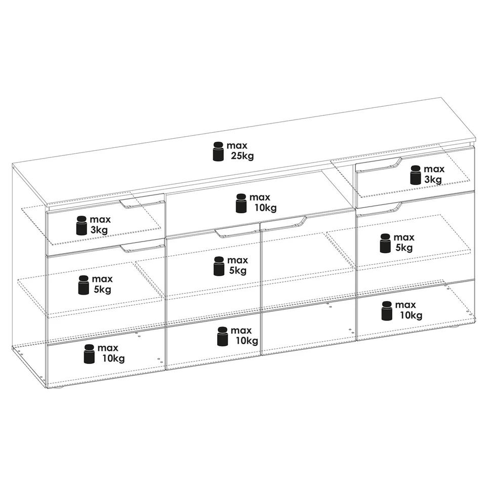 TV-Sideboard - weiß Hochglanz - 180 cm Sideboard Kommode TV Sideboard - Bild 4 von 4