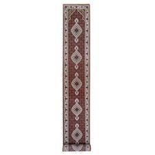 2'6"X16'3" Red Tebraz Mahi Fish Design Hand Knotted Wool-Silk Runner Rug R62509