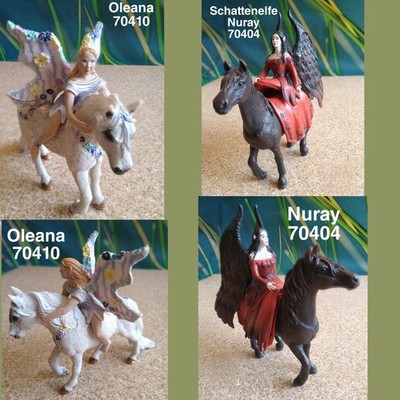 Schleich Oleana  70410 + Schattenelfe Nurah zu  Pferd 70404 Elfen Bayala